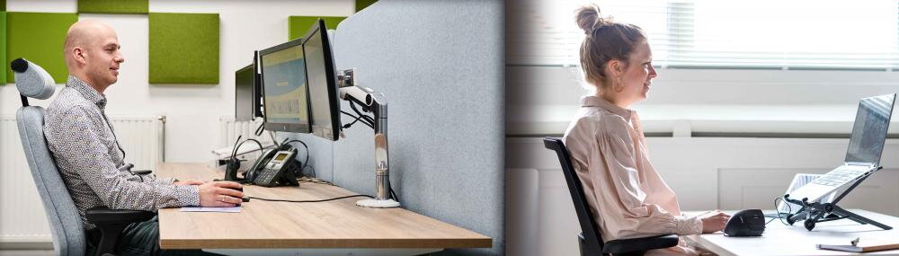 Health2work Bureaustoel Thuiswerken man en vrouw aan bureau